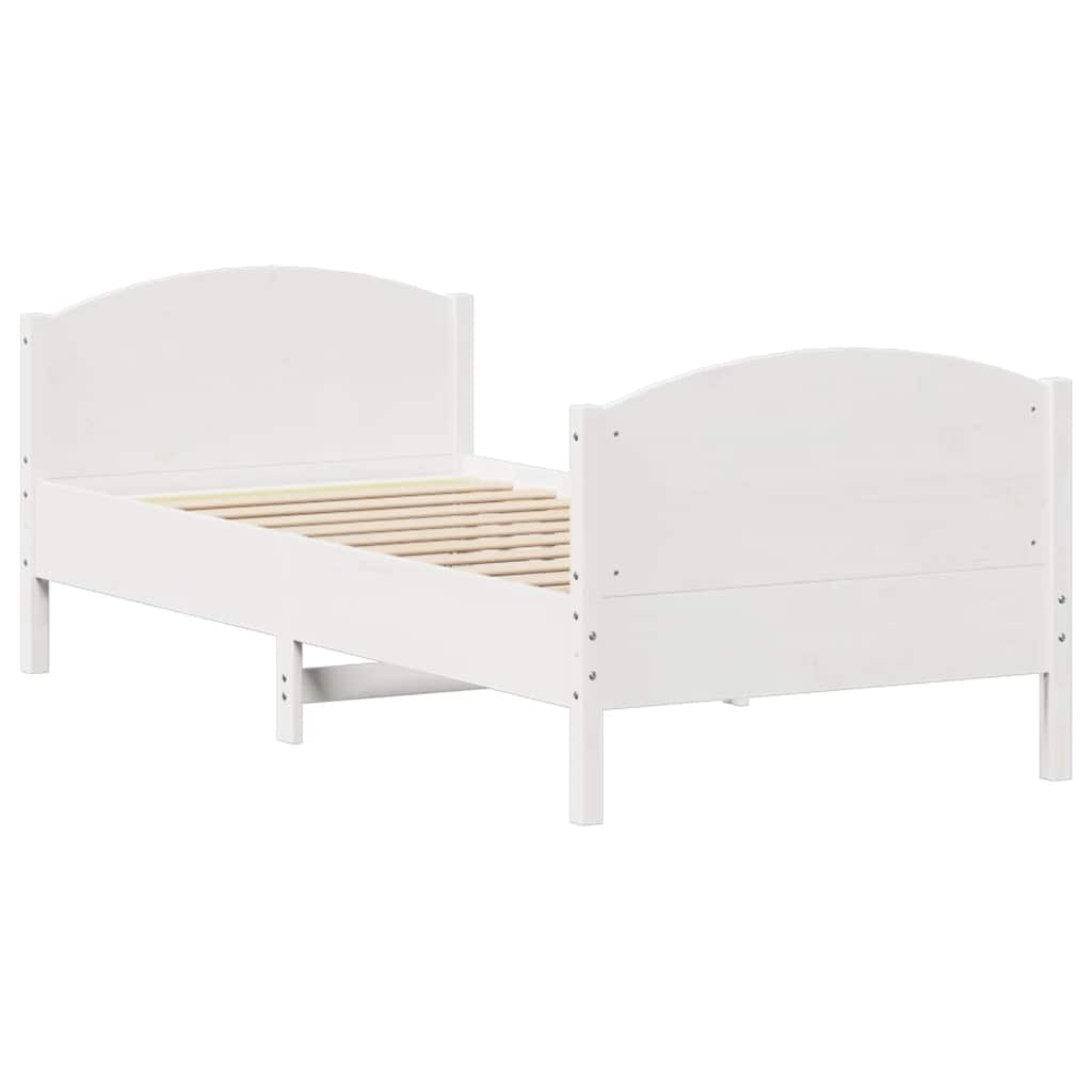 sengeramme uden madras 90x190 cm massivt fyrretræ hvid