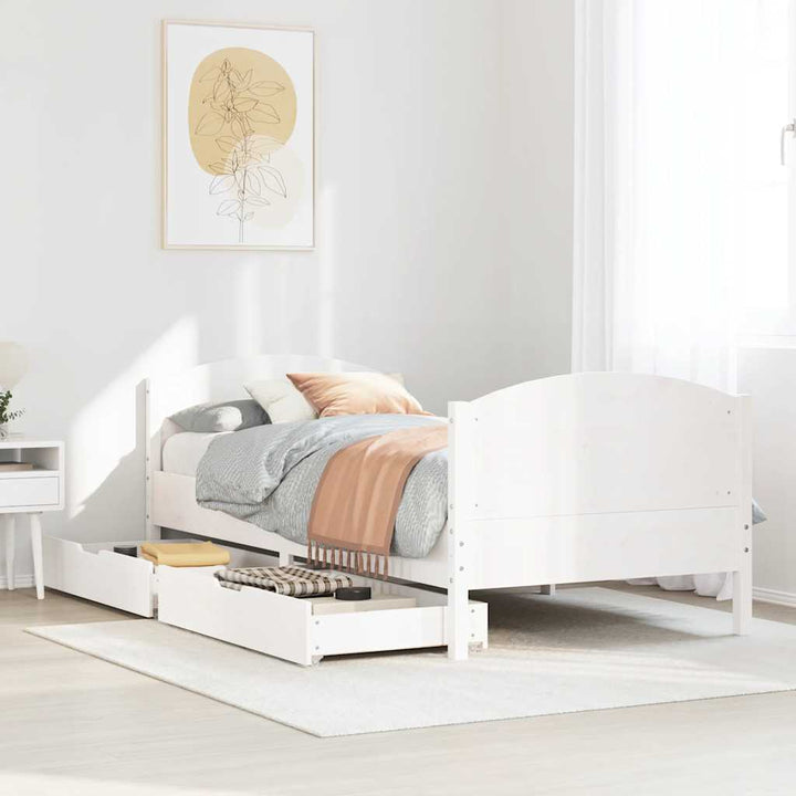 sengeramme uden madras 90x190 cm massivt fyrretræ hvid