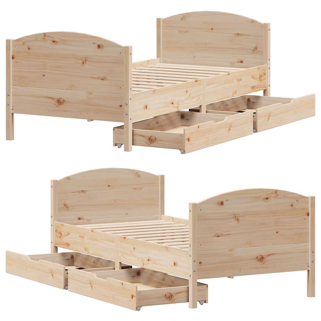 sengeramme uden madras 75x190 cm massivt fyrretræ