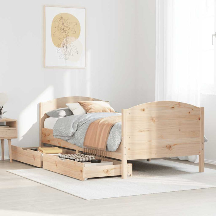 sengeramme uden madras 75x190 cm massivt fyrretræ