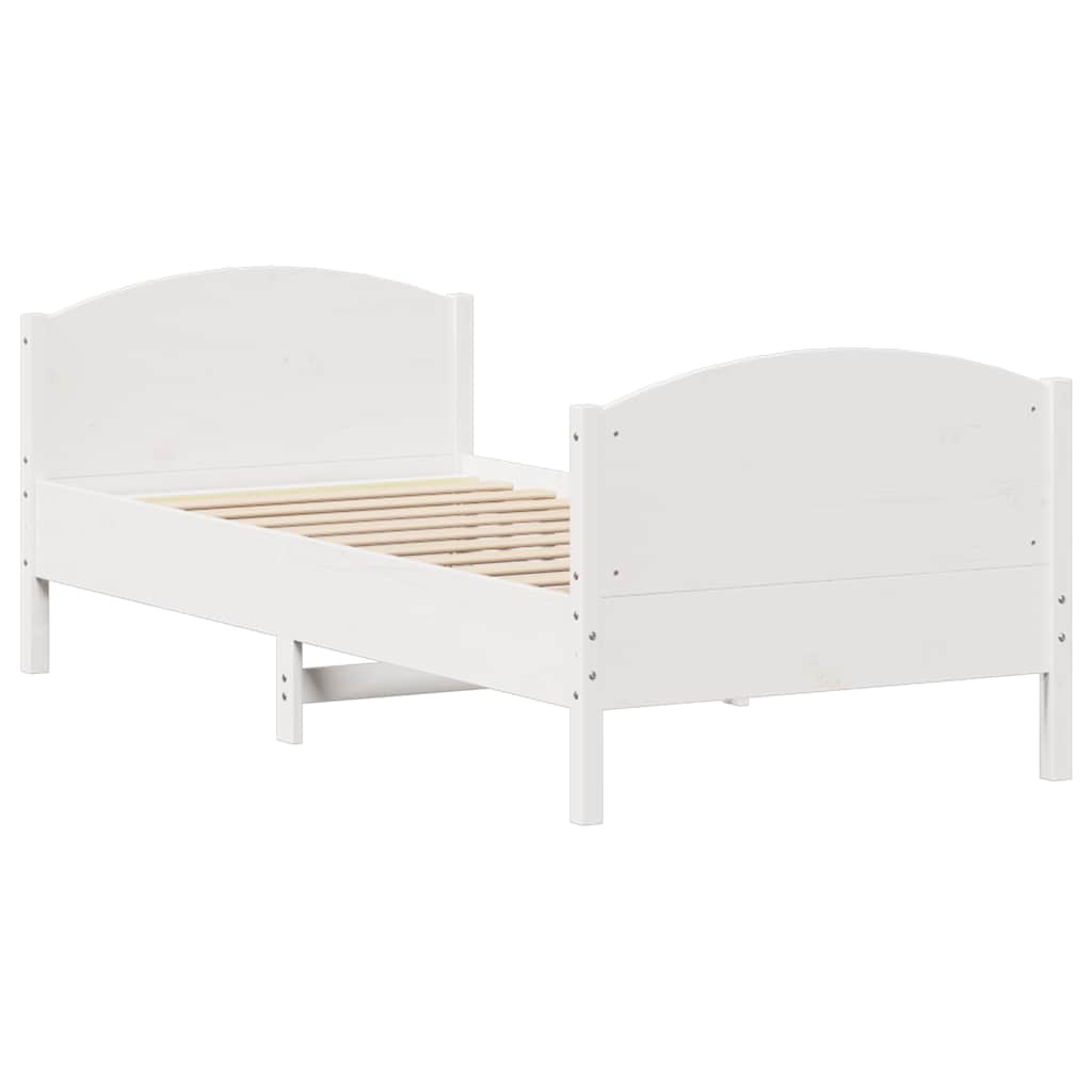 sengeramme uden madras 75x190 cm massivt fyrretræ hvid