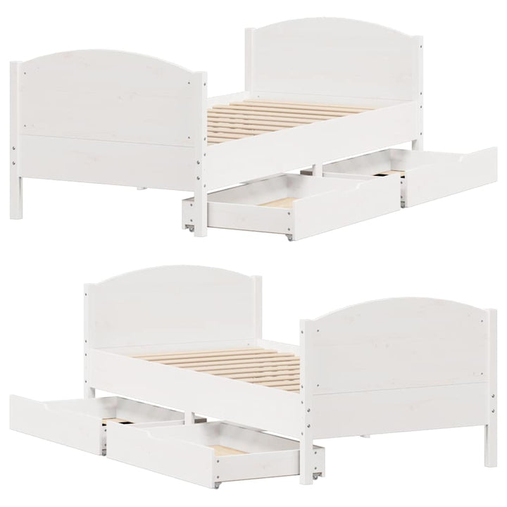 sengeramme uden madras 75x190 cm massivt fyrretræ hvid