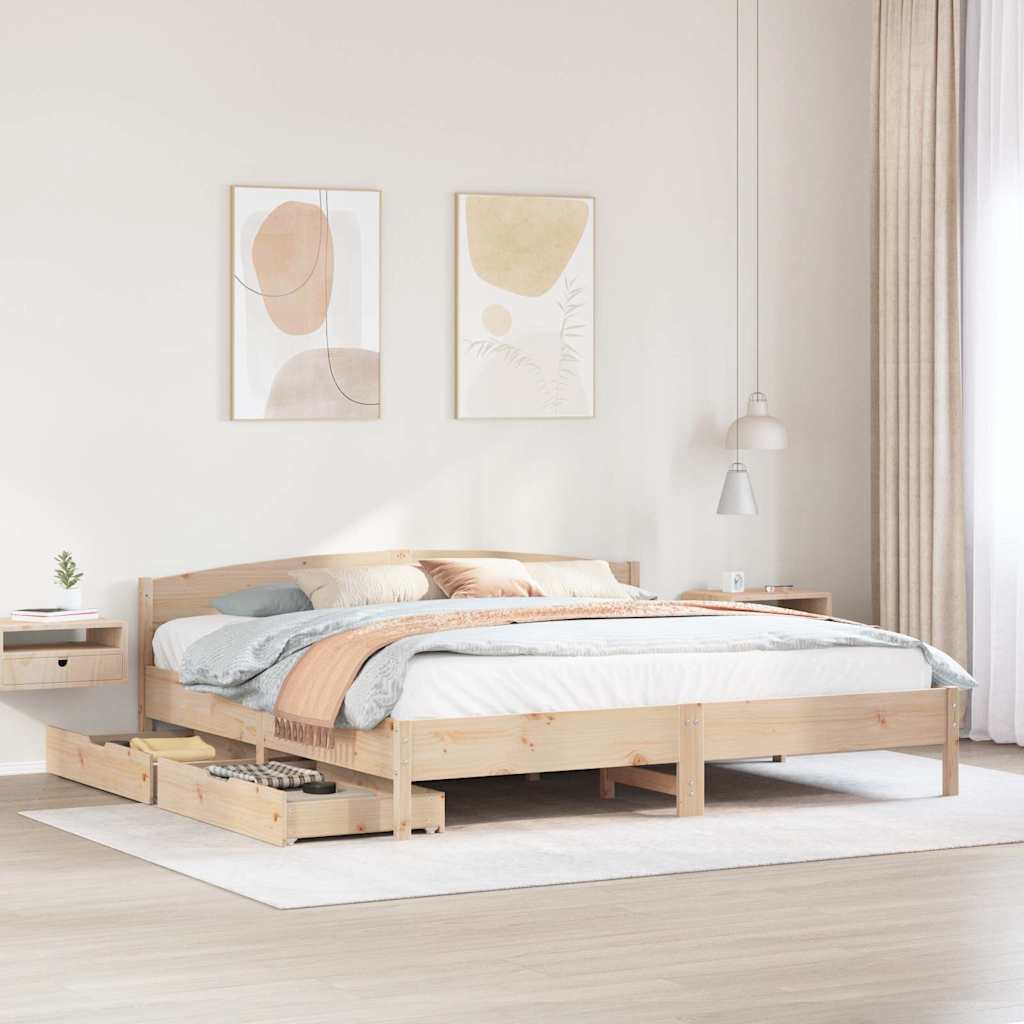 sengeramme uden madras 200x200 cm massivt fyrretræ