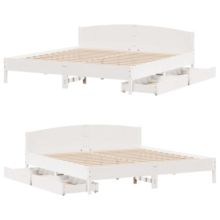 sengeramme uden madras 200x200 cm massivt fyrretræ hvid