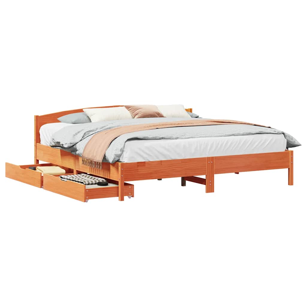 sengeramme uden madras 200x200 cm massivt fyrretræ gyldenbrun