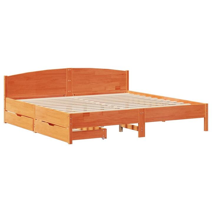 sengeramme uden madras 200x200 cm massivt fyrretræ gyldenbrun