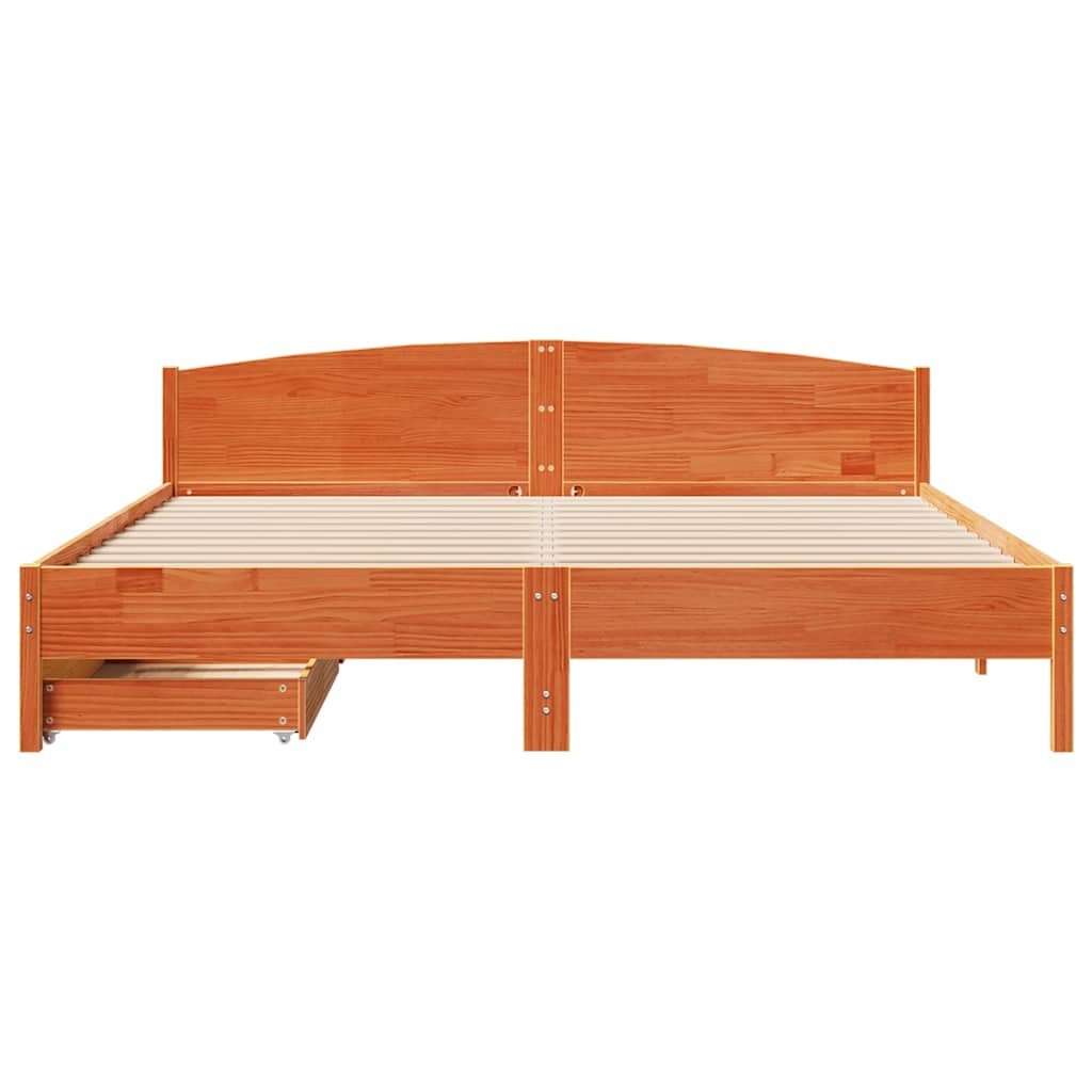 sengeramme uden madras 200x200 cm massivt fyrretræ gyldenbrun