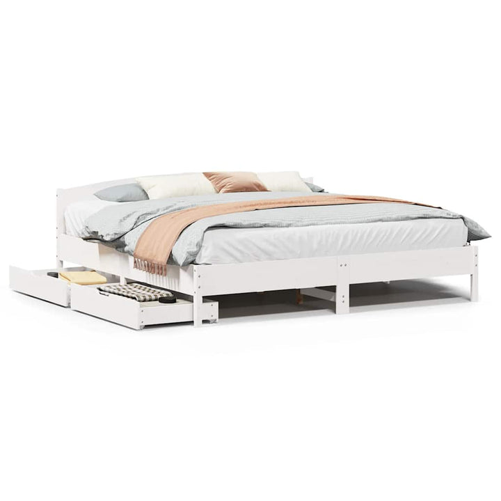 sengeramme uden madras 180x200 cm massivt fyrretræ hvid