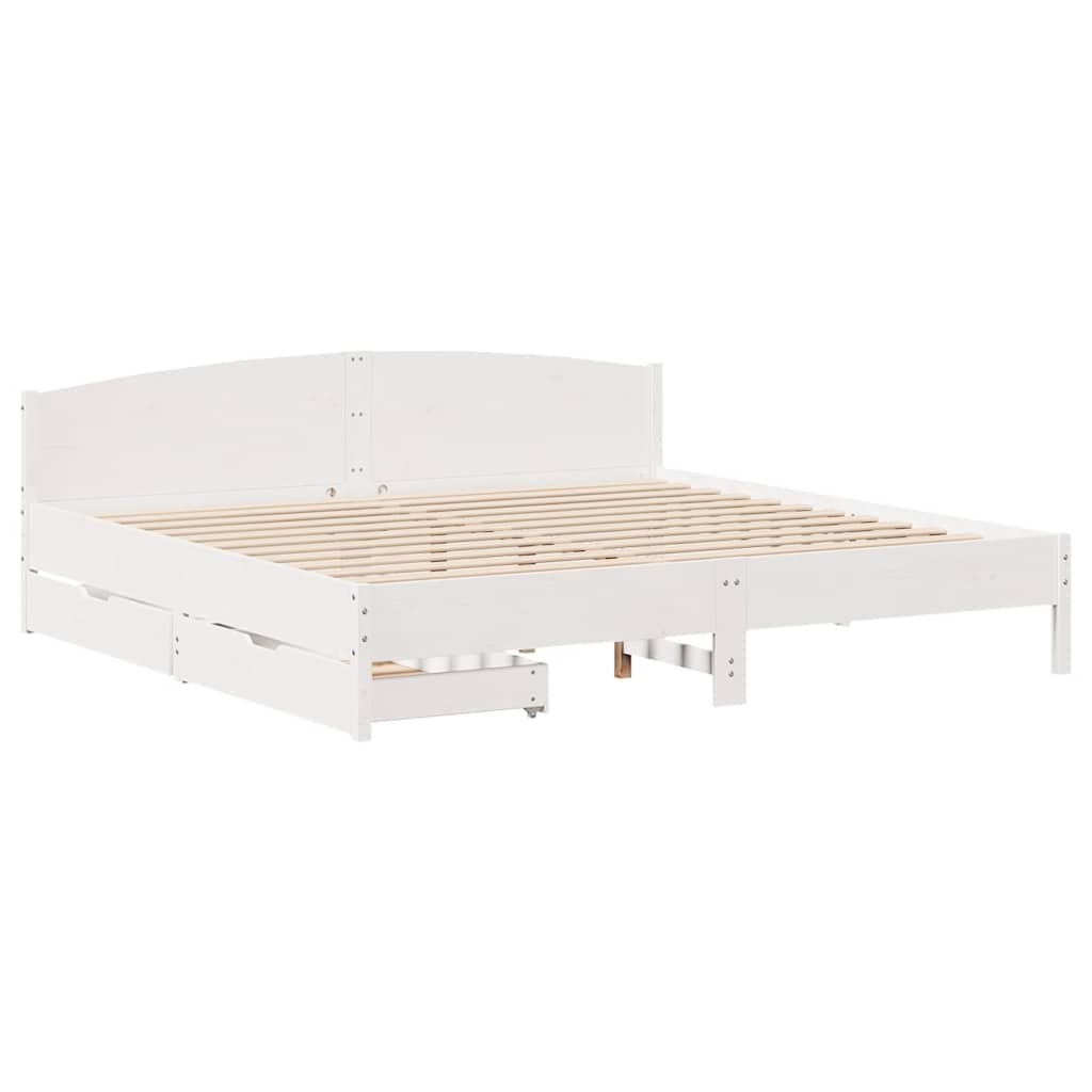 sengeramme uden madras 180x200 cm massivt fyrretræ hvid