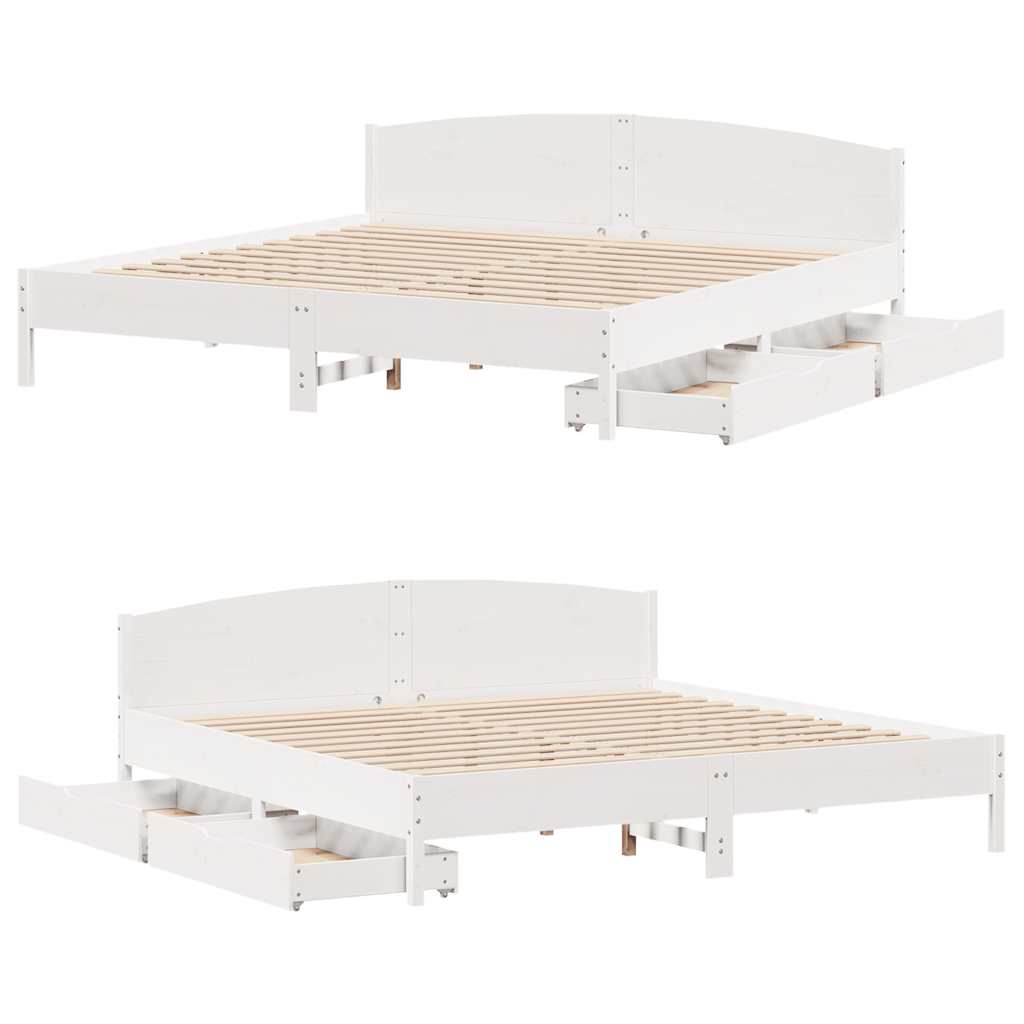 sengeramme uden madras 180x200 cm massivt fyrretræ hvid