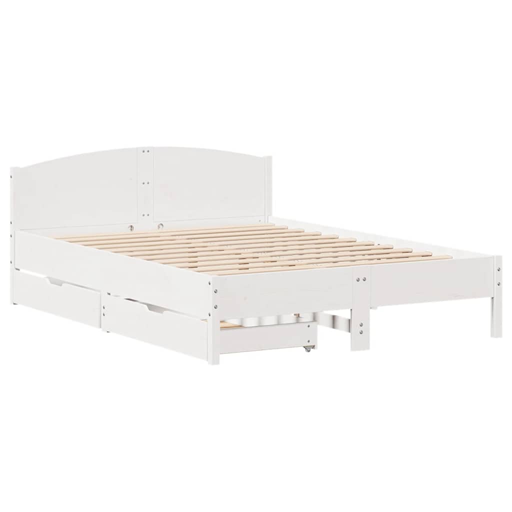 sengeramme uden madras 160x200 cm massivt fyrretræ hvid