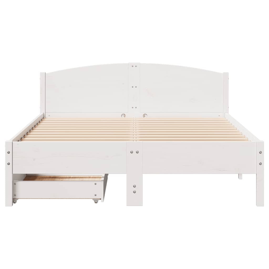 sengeramme uden madras 160x200 cm massivt fyrretræ hvid