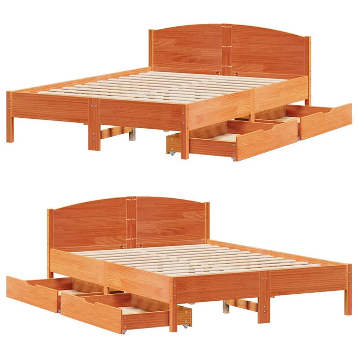 sengeramme uden madras 160x200 cm massivt fyrretræ gyldenbrun