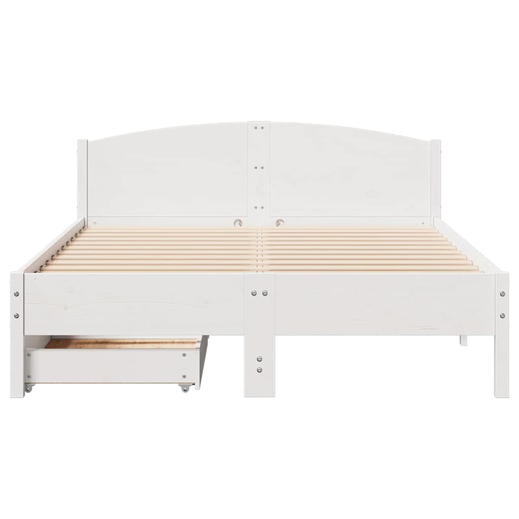 sengeramme uden madras 150x200 cm massivt fyrretræ hvid
