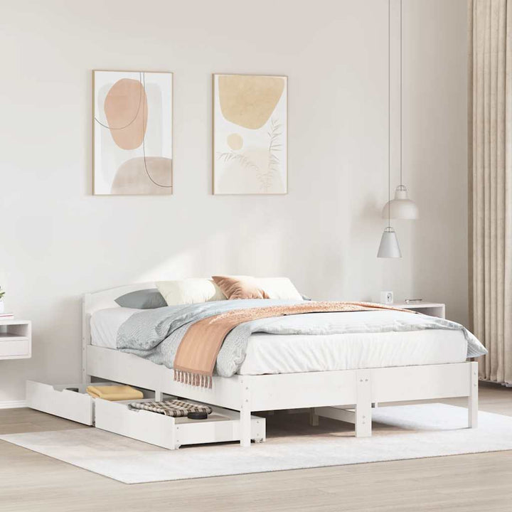 sengeramme uden madras 150x200 cm massivt fyrretræ hvid