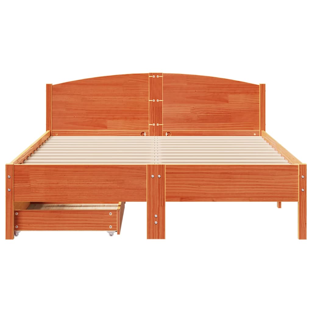 sengeramme uden madras 150x200 cm massivt fyrretræ gyldenbrun