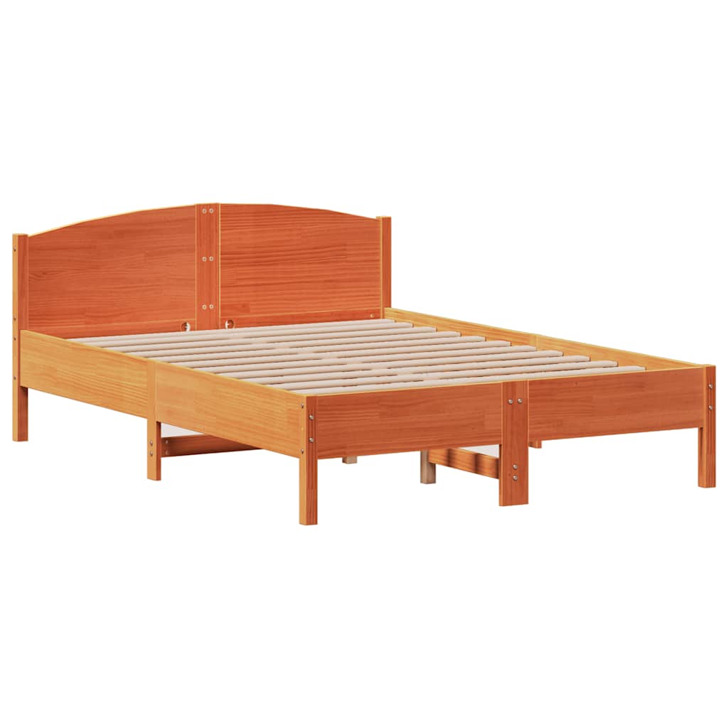 sengeramme uden madras 150x200 cm massivt fyrretræ gyldenbrun