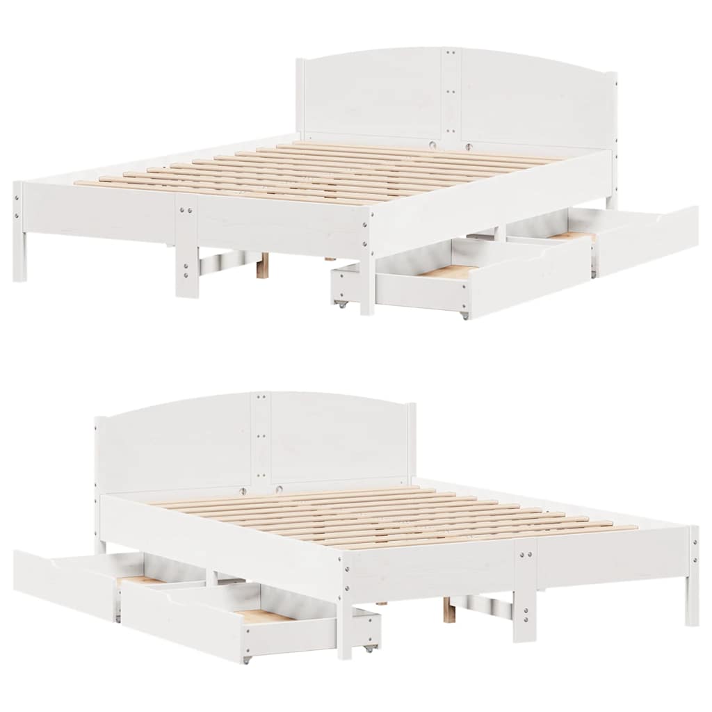 sengeramme uden madras 140x200 cm massivt fyrretræ hvid
