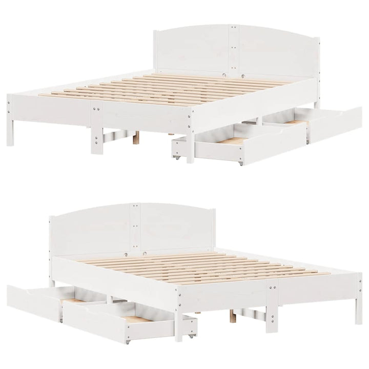 sengeramme uden madras 120x200 cm massivt fyrretræ hvid