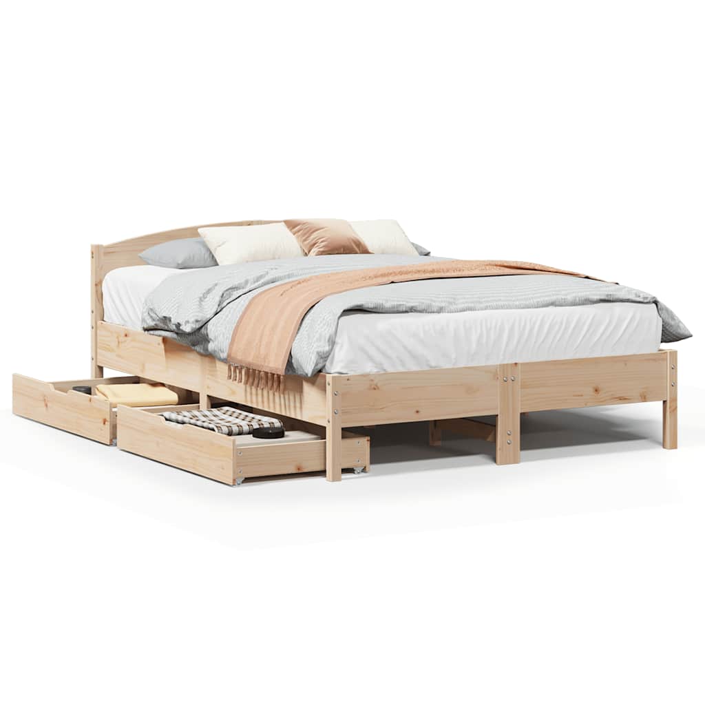sengeramme uden madras 140x190 cm massivt fyrretræ