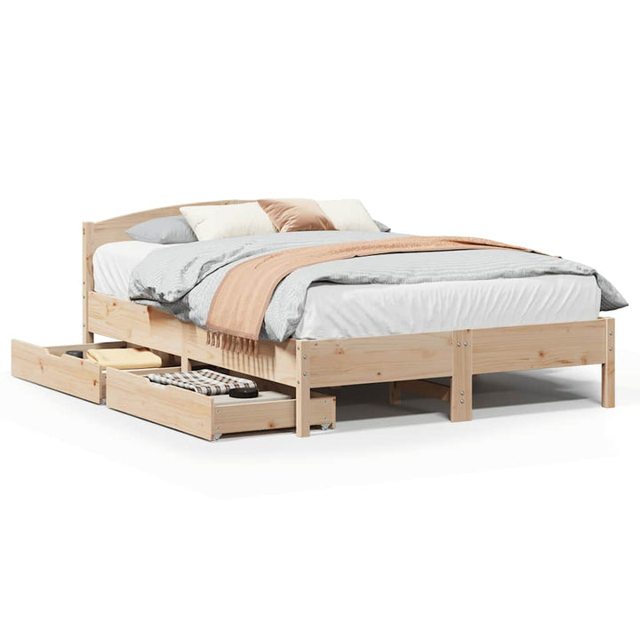 sengeramme uden madras 140x190 cm massivt fyrretræ