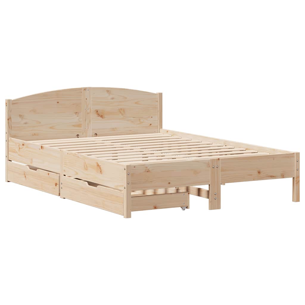 sengeramme uden madras 140x190 cm massivt fyrretræ