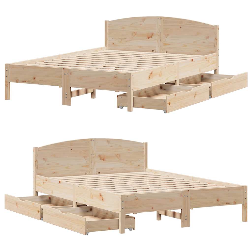 sengeramme uden madras 140x190 cm massivt fyrretræ