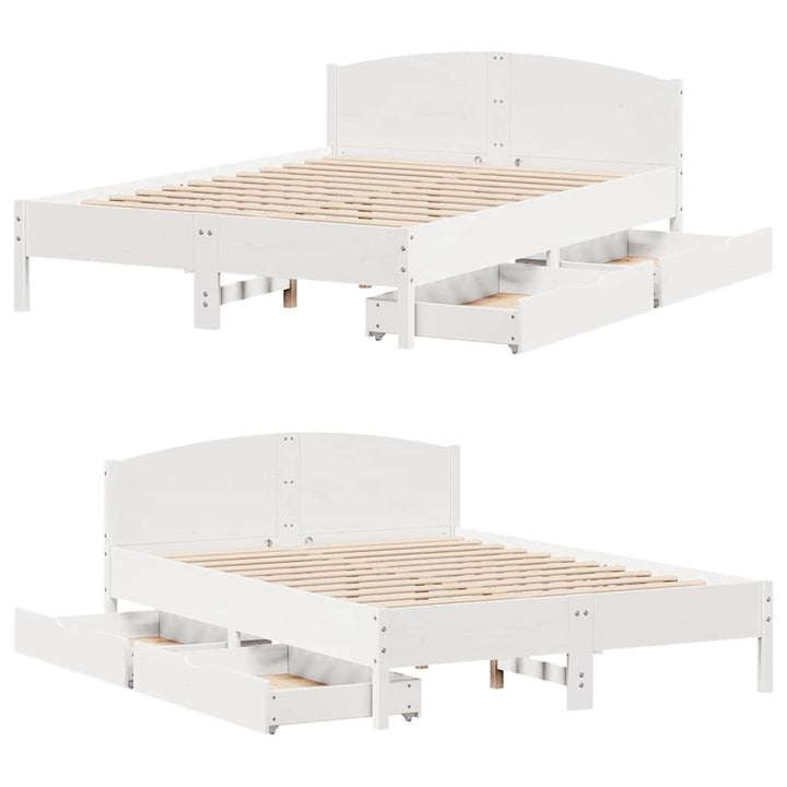 sengeramme uden madras 140x190 cm massivt fyrretræ hvid