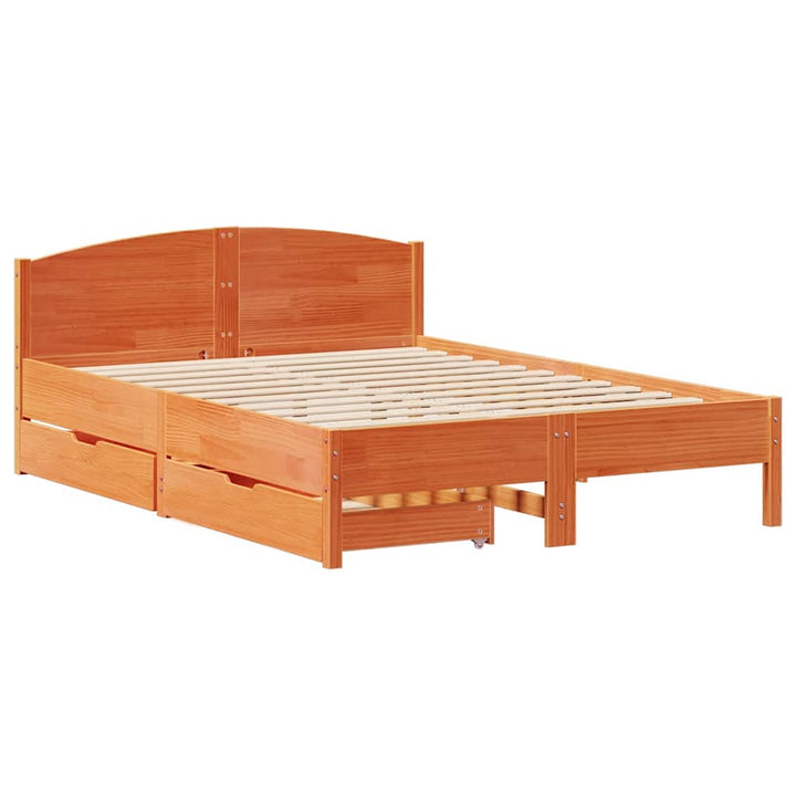 sengeramme uden madras 140x190 cm massivt fyrretræ gyldenbrun