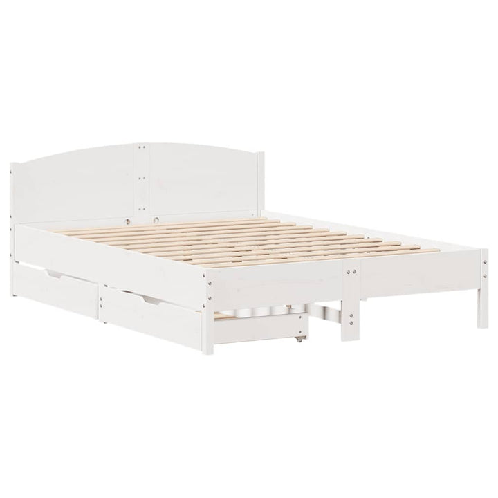 sengeramme uden madras 135x190 cm massivt fyrretræ hvid