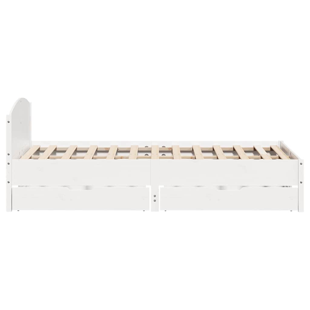 sengeramme uden madras 135x190 cm massivt fyrretræ hvid