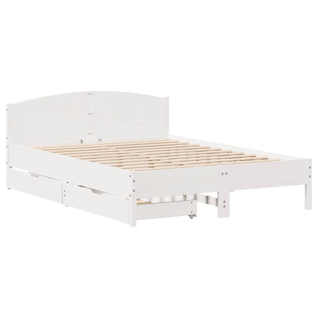 sengeramme uden madras 120x190 cm massivt fyrretræ hvid