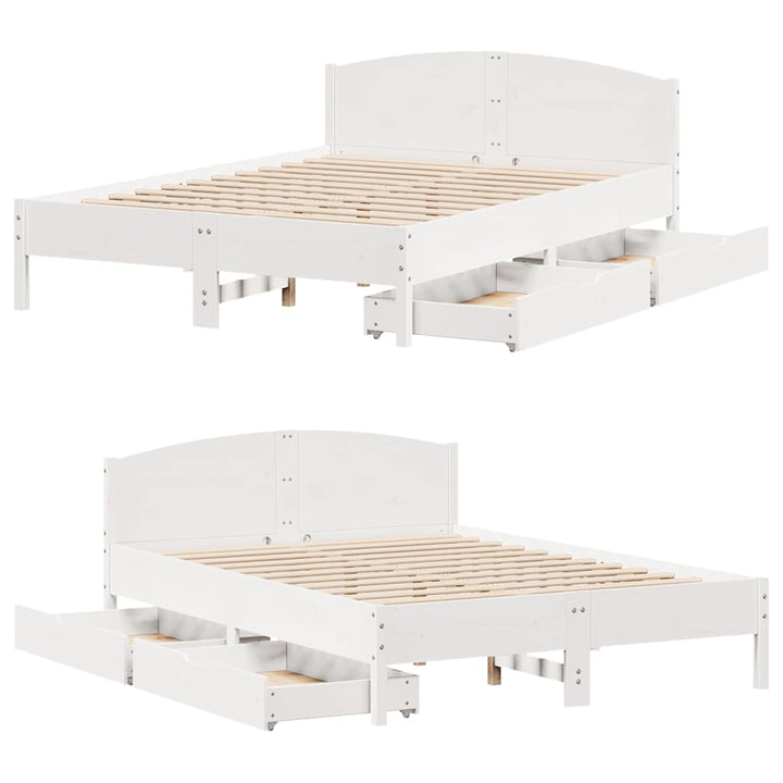 sengeramme uden madras 120x190 cm massivt fyrretræ hvid