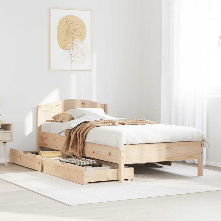 sengeramme uden madras 100x200 cm massivt fyrretræ