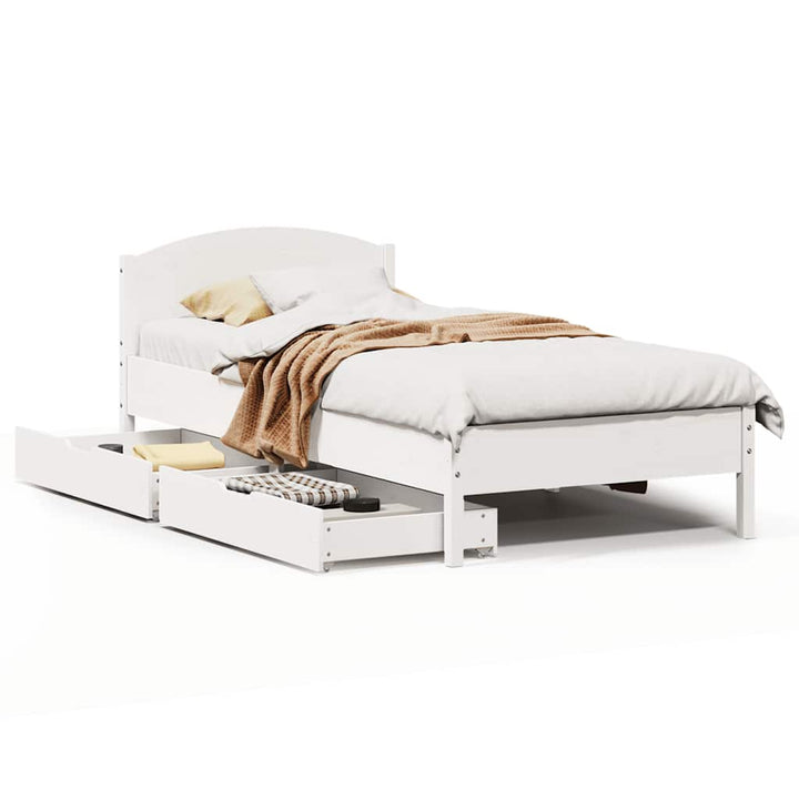 sengeramme uden madras 100x200 cm massivt fyrretræ hvid