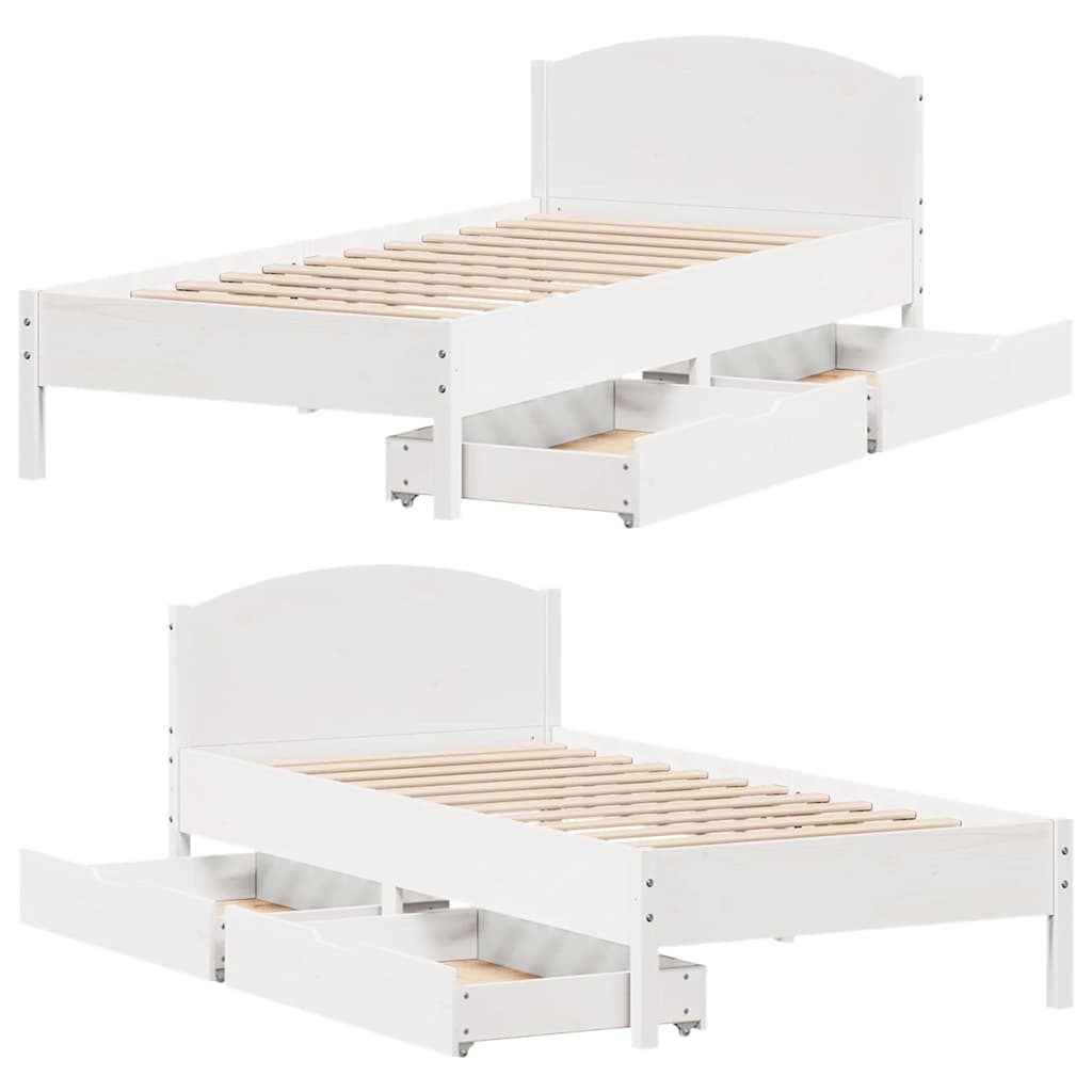 sengeramme uden madras 100x200 cm massivt fyrretræ hvid