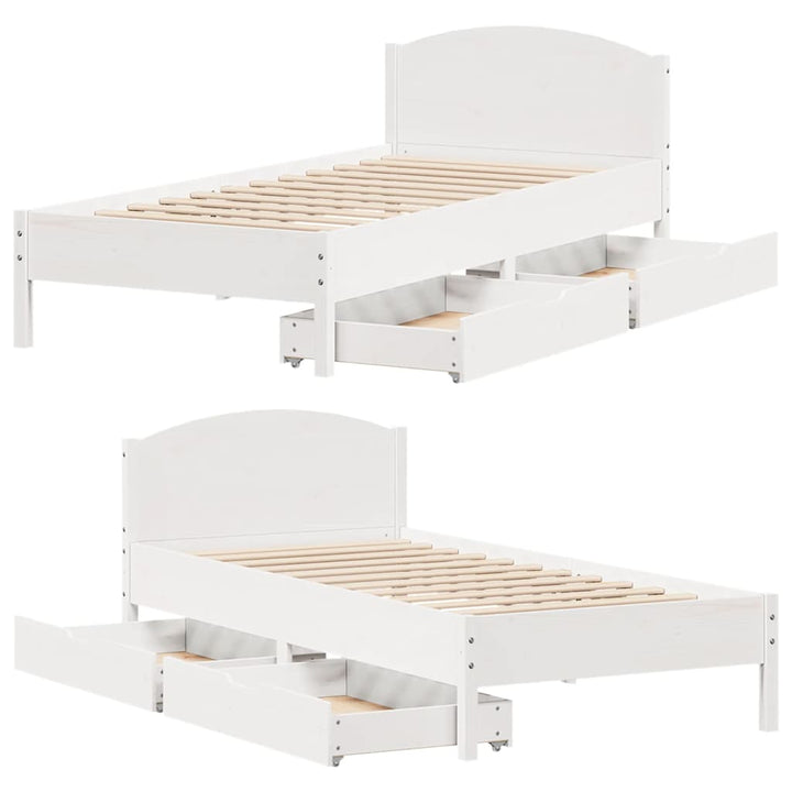 sengeramme uden madras 100x200 cm massivt fyrretræ hvid