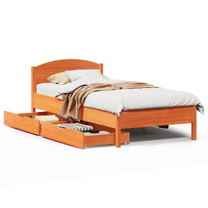 sengeramme uden madras 100x200 cm massivt fyrretræ gyldenbrun