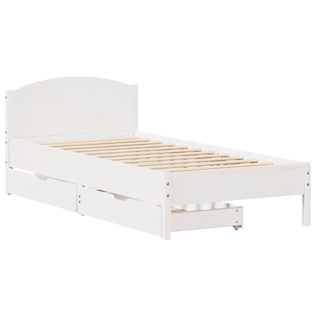 sengeramme uden madras 90x200 cm massivt fyrretræ hvid