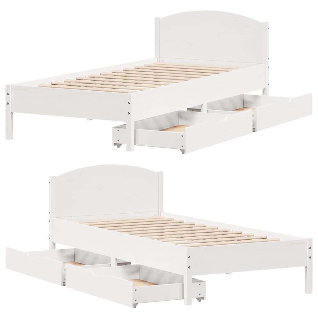 sengeramme uden madras 90x200 cm massivt fyrretræ hvid