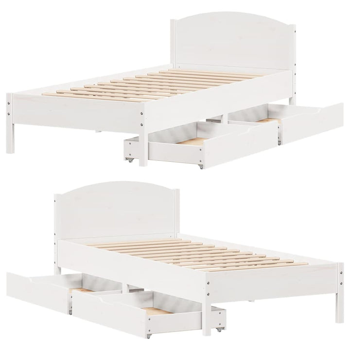 sengeramme uden madras 90x200 cm massivt fyrretræ hvid