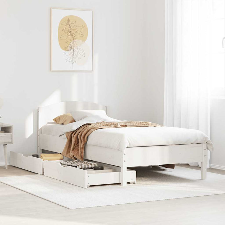 sengeramme uden madras 90x200 cm massivt fyrretræ hvid