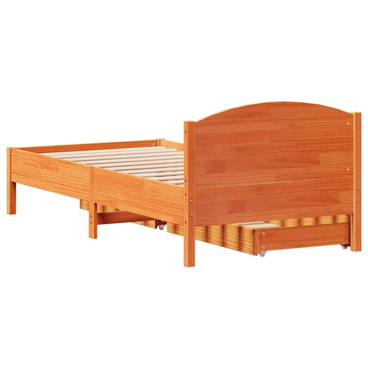 sengeramme uden madras 90x200 cm massivt fyrretræ gyldenbrun