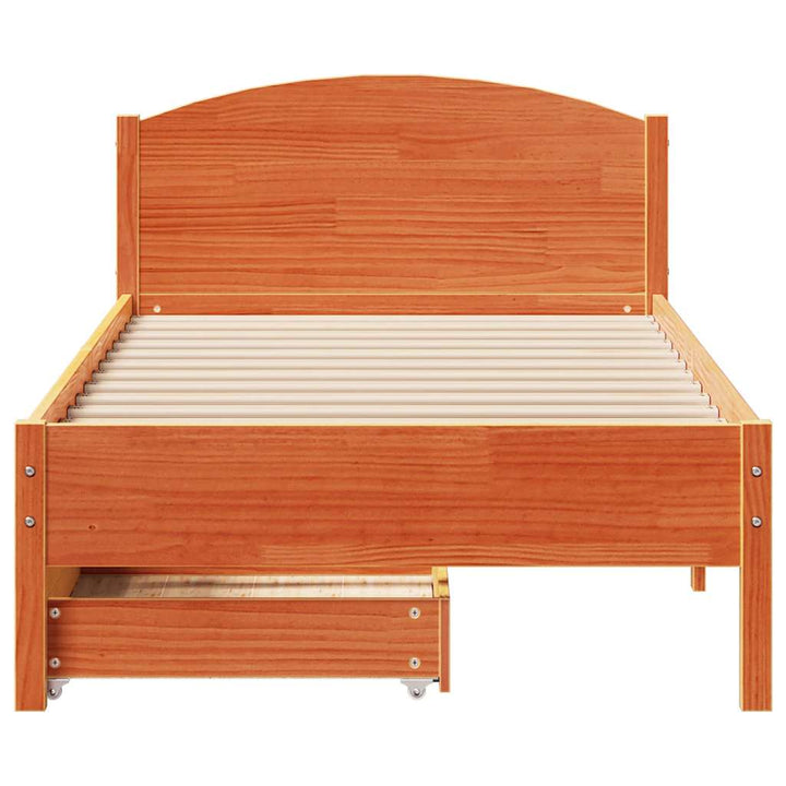 sengeramme uden madras 90x190 cm massivt fyrretræ gyldenbrun