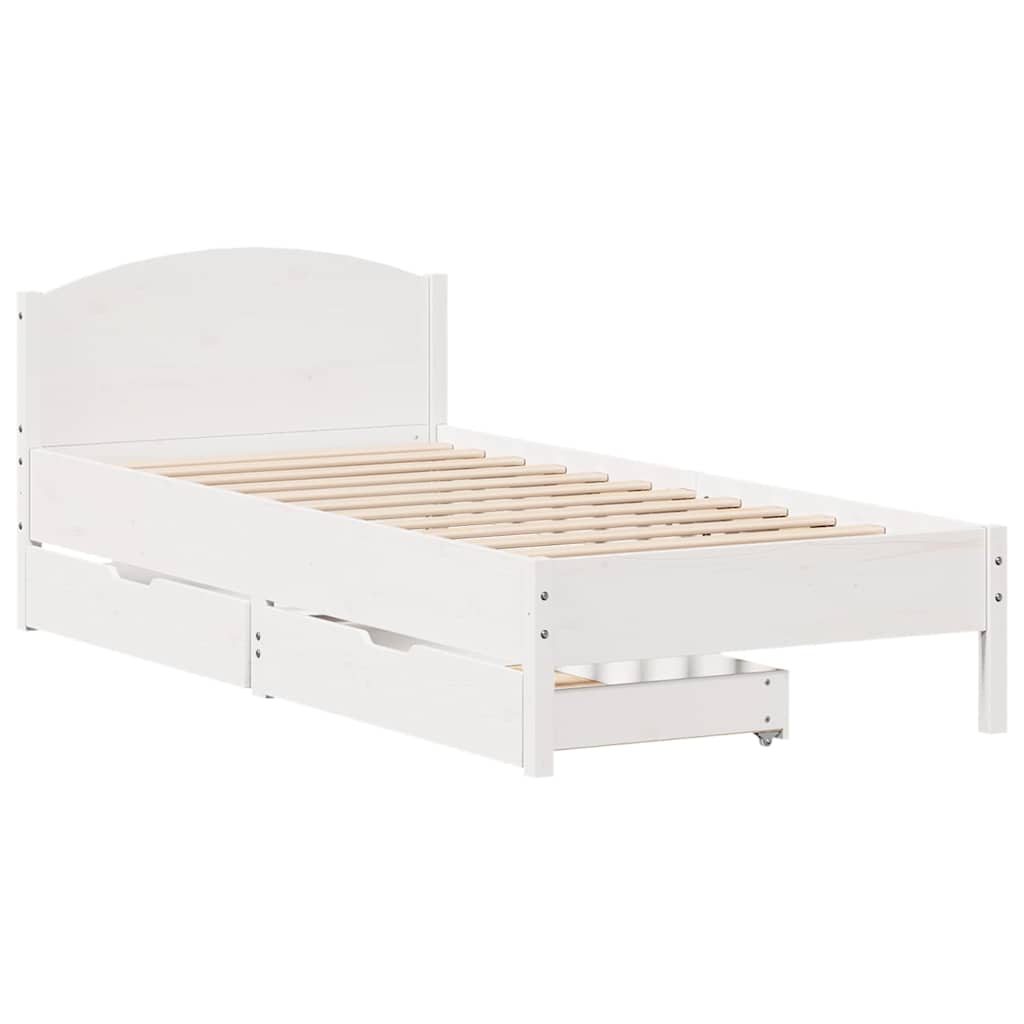 sengeramme uden madras 75x190 cm massivt fyrretræ hvid