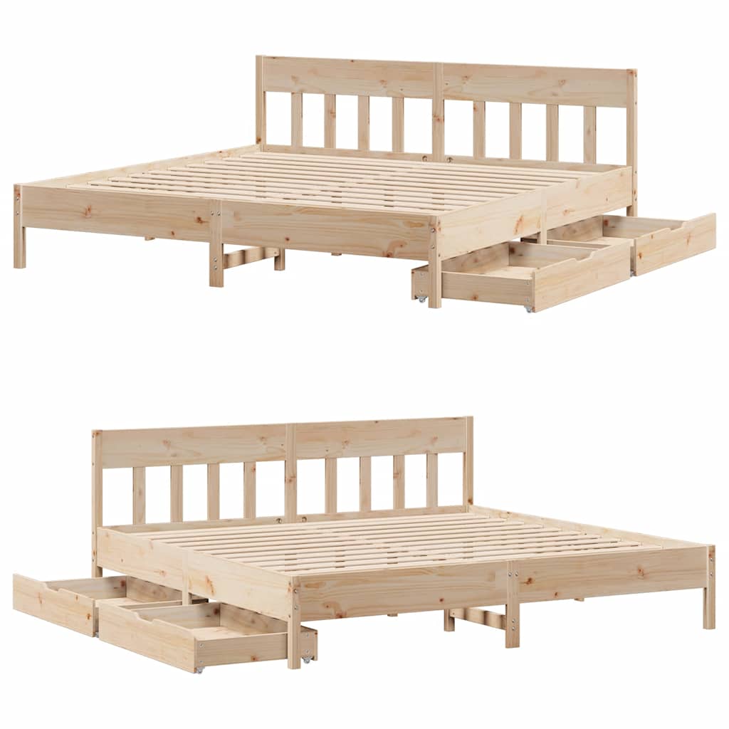sengeramme uden madras 200x200 cm massivt fyrretræ