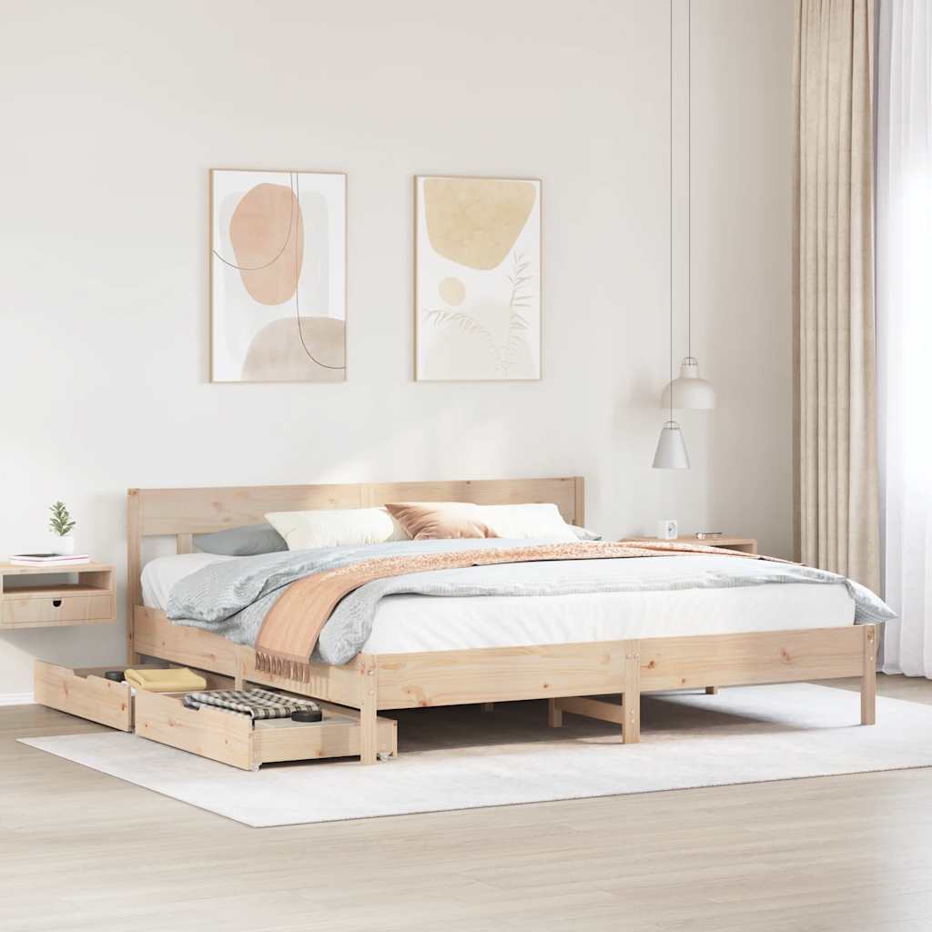 sengeramme uden madras 200x200 cm massivt fyrretræ