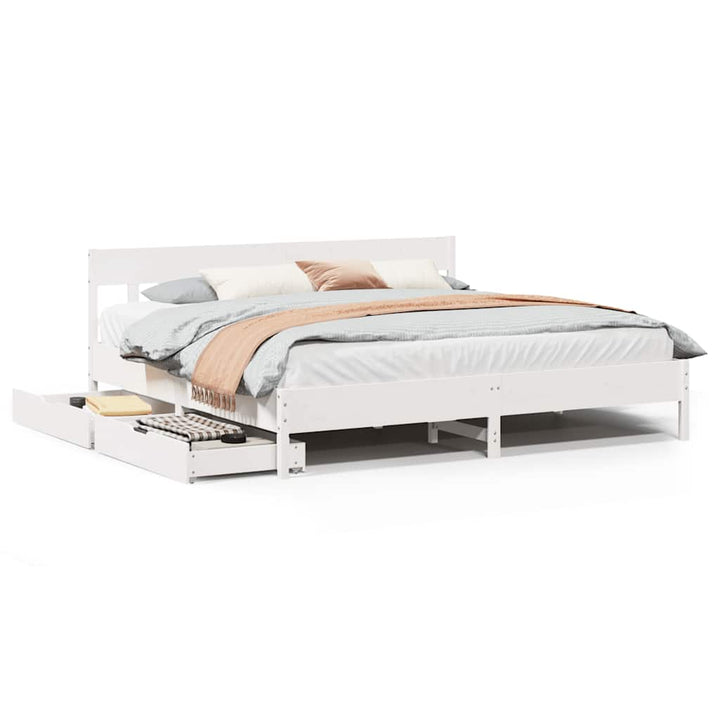 sengeramme uden madras 200x200 cm massivt fyrretræ hvid