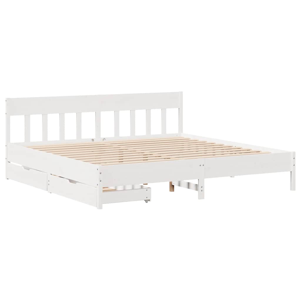 sengeramme uden madras 200x200 cm massivt fyrretræ hvid