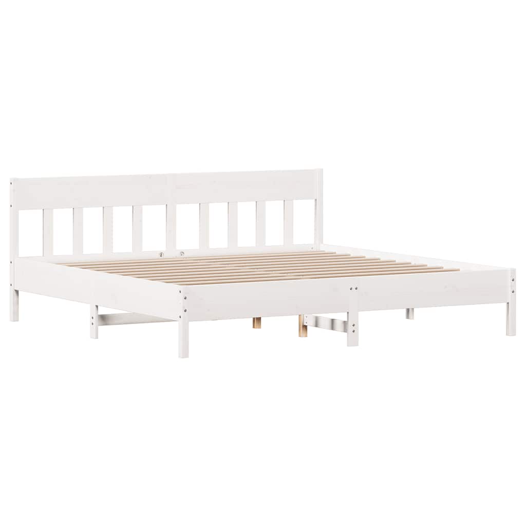 sengeramme uden madras 200x200 cm massivt fyrretræ hvid